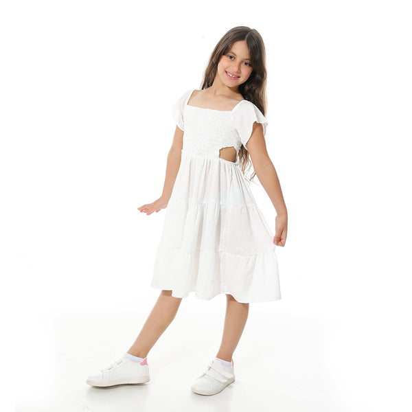 Elastic_Chest_Cotton_Girls_Dress_-_White