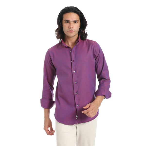 Iridescence_Effect_Turn_Down_Collar_Shirt-Purple