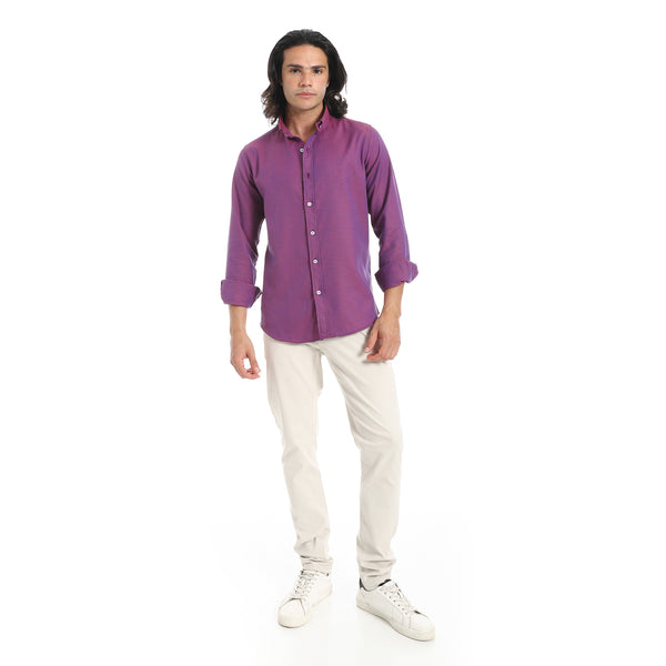Iridescence_Effect_Turn_Down_Collar_Shirt-Purple