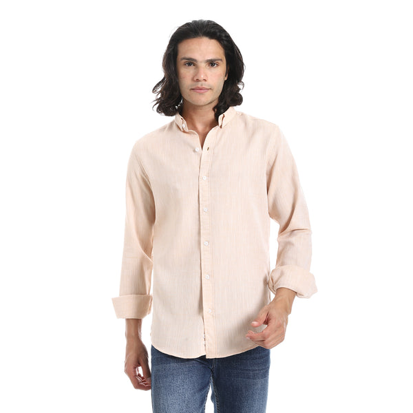 Plain_Turn_Down_Collar_Beige_Shirt-Beige