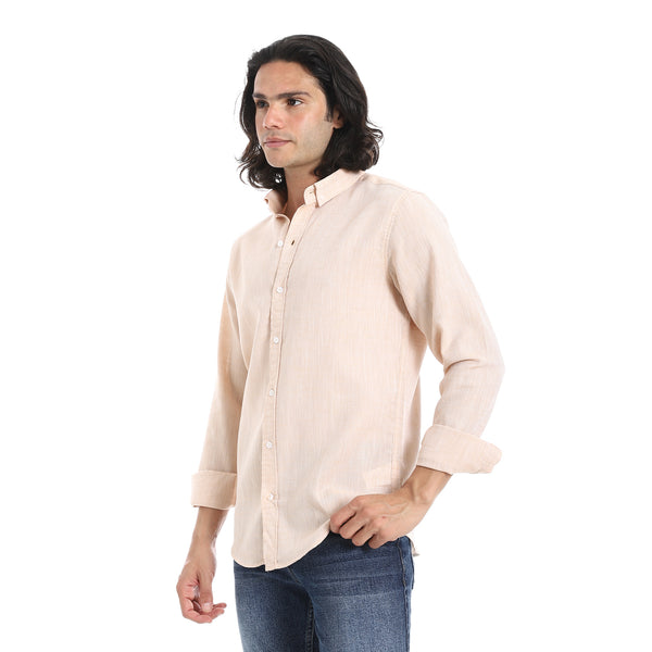 Plain_Turn_Down_Collar_Beige_Shirt-Beige