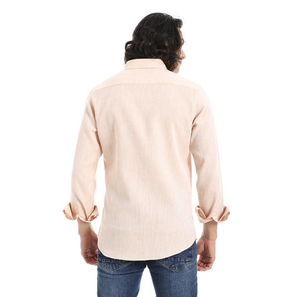 Plain_Turn_Down_Collar_Beige_Shirt-Beige