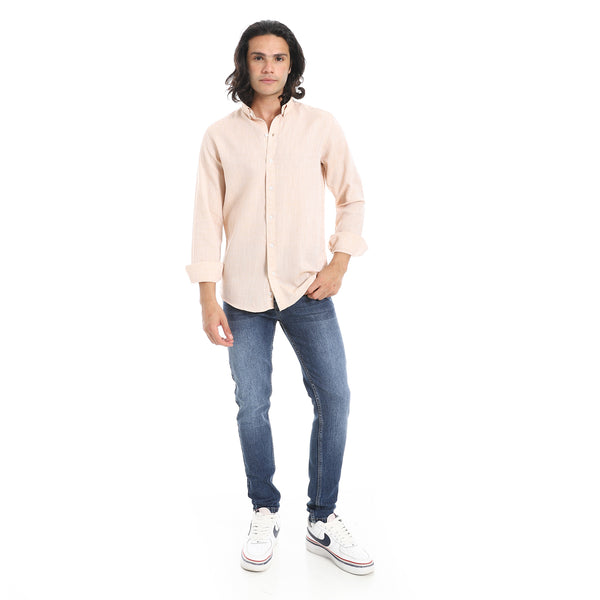 Plain_Turn_Down_Collar_Beige_Shirt-Beige
