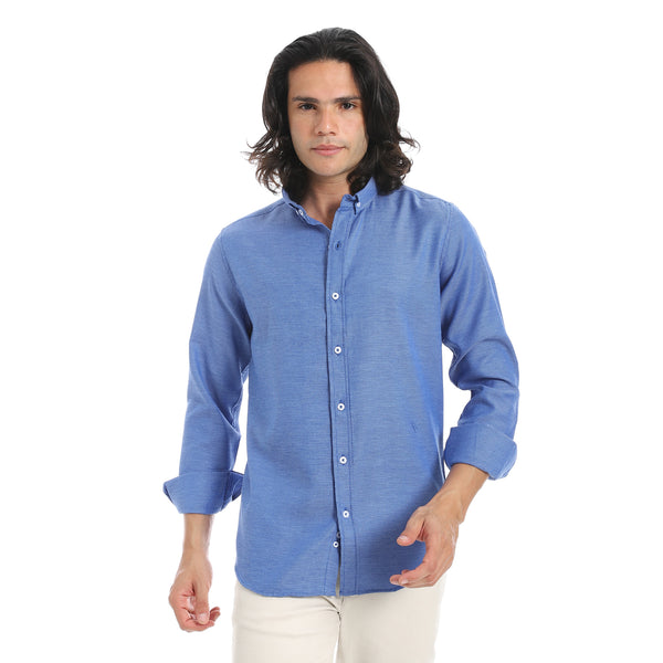 Plain_Turn_Down_Collar_Azure_Blue_Shirt-Azure_Blue
