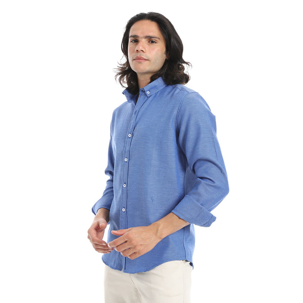 Plain_Turn_Down_Collar_Azure_Blue_Shirt-Azure_Blue