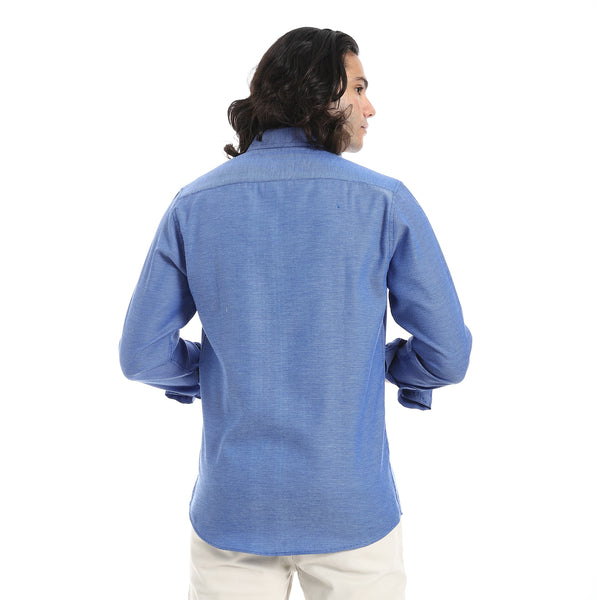 Plain_Turn_Down_Collar_Azure_Blue_Shirt-Azure_Blue