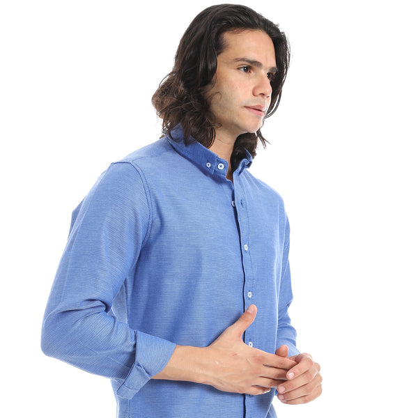 Plain_Turn_Down_Collar_Azure_Blue_Shirt-Azure_Blue