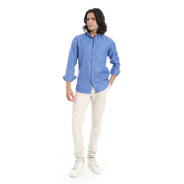 Plain_Turn_Down_Collar_Azure_Blue_Shirt-Azure_Blue