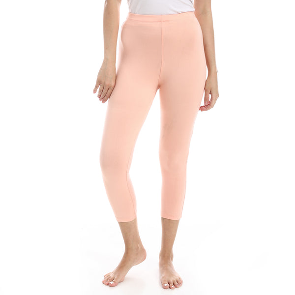 Pale_Orange_Elastic_Waist_Plain_Leggings