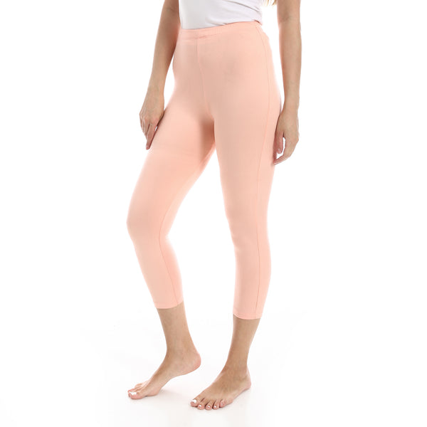 Pale_Orange_Elastic_Waist_Plain_Leggings