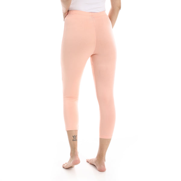 Pale_Orange_Elastic_Waist_Plain_Leggings