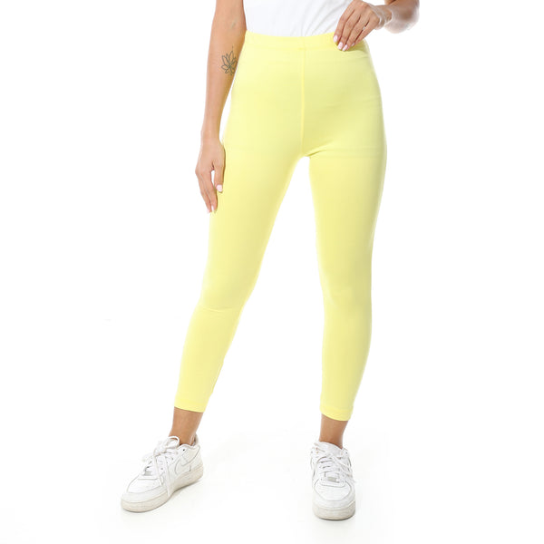 Elastic_Waist_Plain_Leggings-yellow