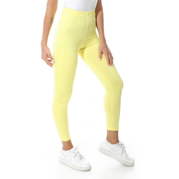 Elastic_Waist_Plain_Leggings-yellow