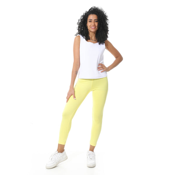Elastic_Waist_Plain_Leggings-yellow