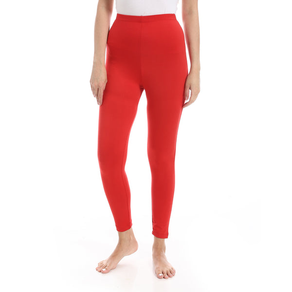 Red_Elastic_Waist_Plain_Leggings