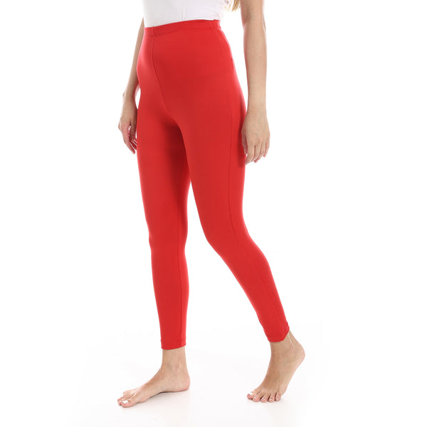 Red_Elastic_Waist_Plain_Leggings