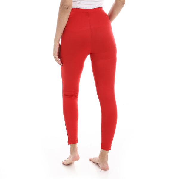 Red_Elastic_Waist_Plain_Leggings
