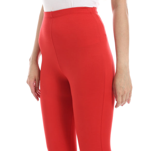 Red_Elastic_Waist_Plain_Leggings