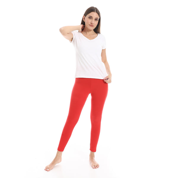 Red_Elastic_Waist_Plain_Leggings