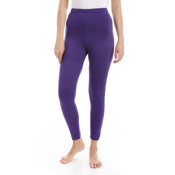 Dark_Purple_Elastic_Waist_Plain_Leggings