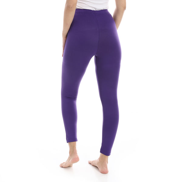 Dark_Purple_Elastic_Waist_Plain_Leggings