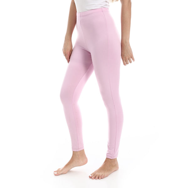 Powder_Pink_Elastic_Waist_Plain_Leggings