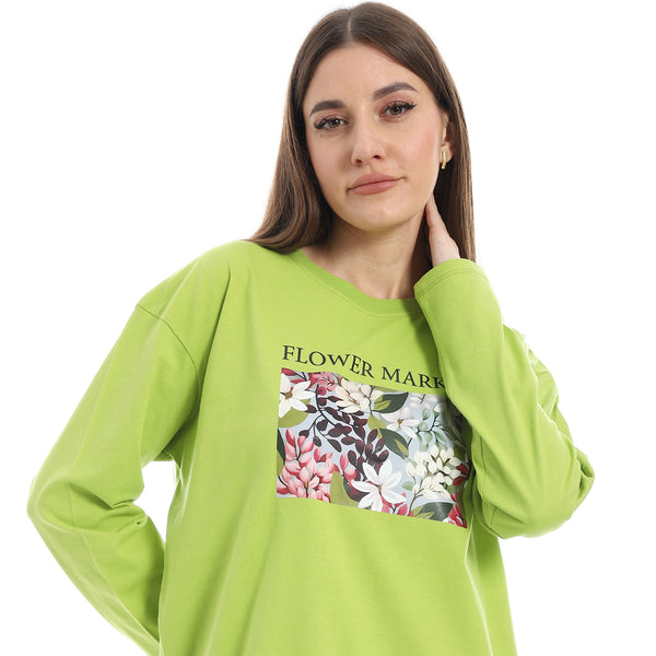 Sheen_Green_Long_Sleeves_Oversized_Printed_T-Shirt