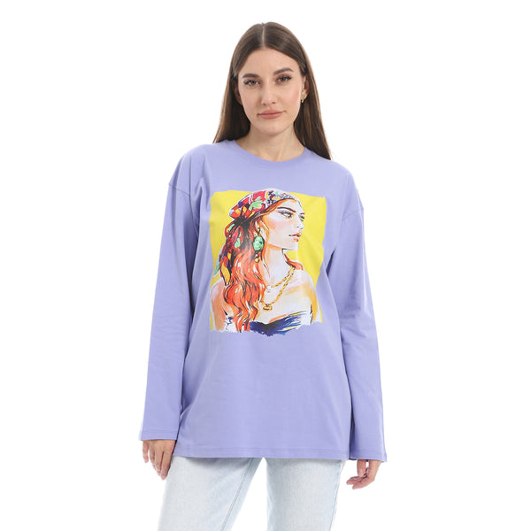 Lavender_Long_Sleeves_Oversized_Printed_T-Shirt