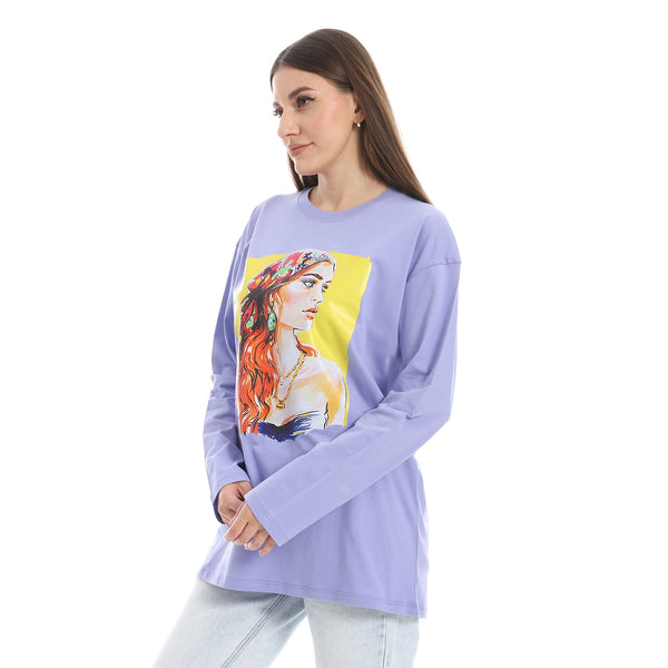 Lavender_Long_Sleeves_Oversized_Printed_T-Shirt