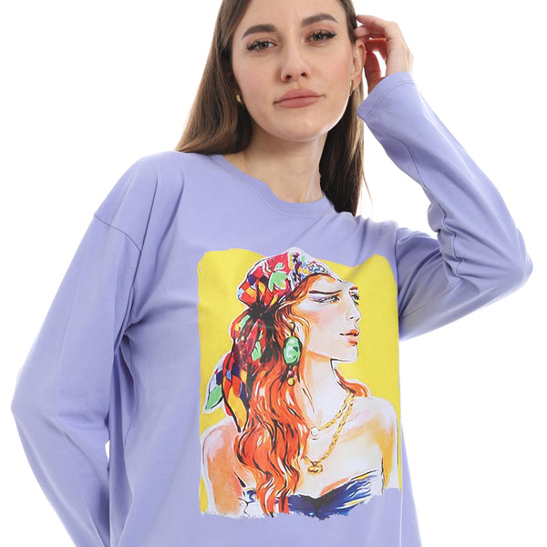 Lavender_Long_Sleeves_Oversized_Printed_T-Shirt