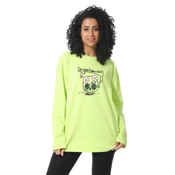 Printed_Cotton_With_Long_Sleeves_Lime_Green_T-Shirt