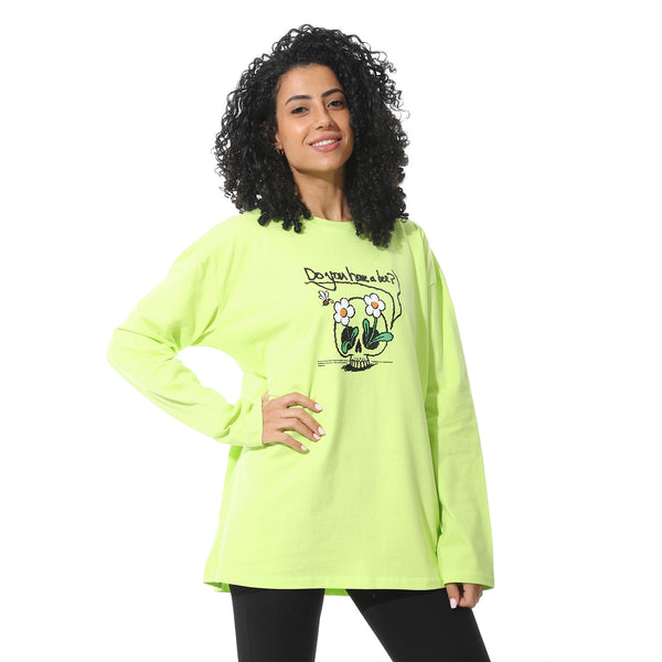 Printed_Cotton_With_Long_Sleeves_Lime_Green_T-Shirt