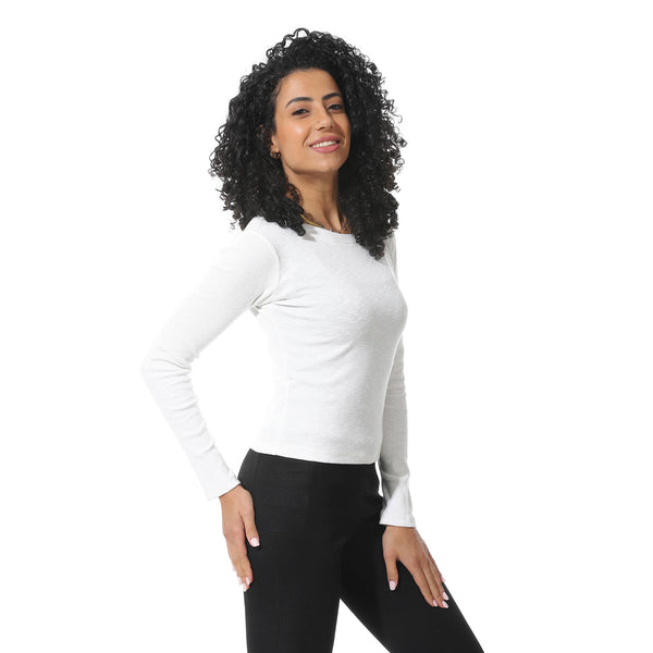 Round_Collar_With_Long_Sleeves_Basic_Off_White_T-Shirt