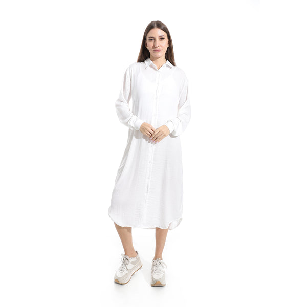 Turned_Down_Neck_Buttons_Closure_Plain_Chemise_-_White
