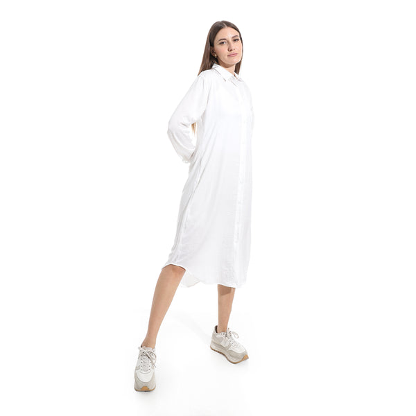 Turned_Down_Neck_Buttons_Closure_Plain_Chemise_-_White