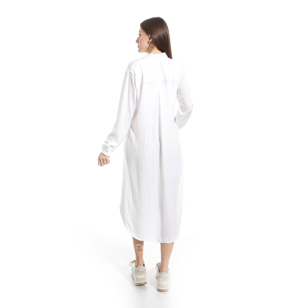 Turned_Down_Neck_Buttons_Closure_Plain_Chemise_-_White