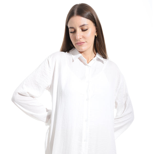 Turned_Down_Neck_Buttons_Closure_Plain_Chemise_-_White