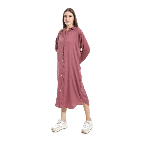 Turned_Down_Neck_Buttons_Closure_Plain_Chemise_-_Purple