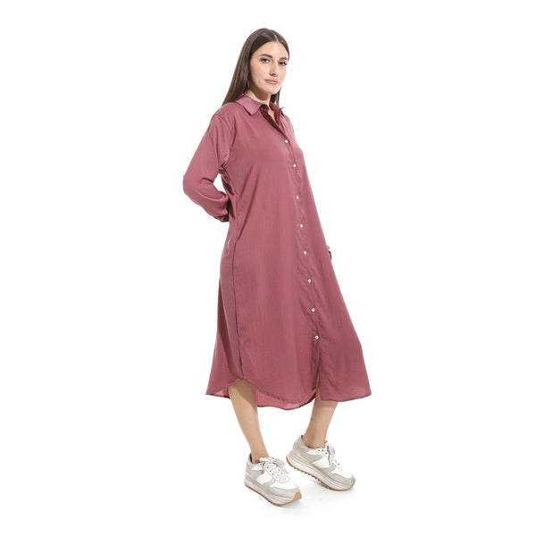 Turned_Down_Neck_Buttons_Closure_Plain_Chemise_-_Purple
