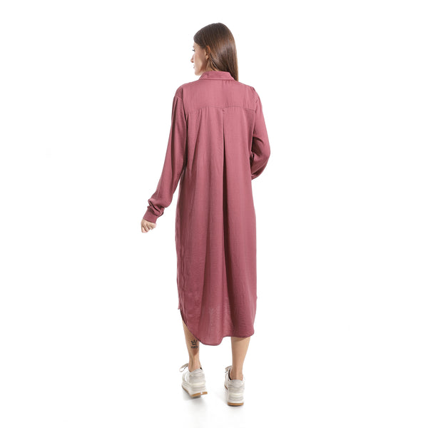Turned_Down_Neck_Buttons_Closure_Plain_Chemise_-_Purple
