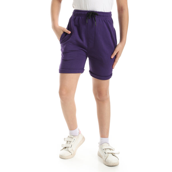 Elastic_Waist_With_Drawstrings_Shorts_-_Purple