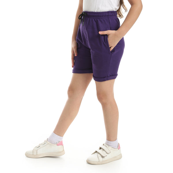 Elastic_Waist_With_Drawstrings_Shorts_-_Purple