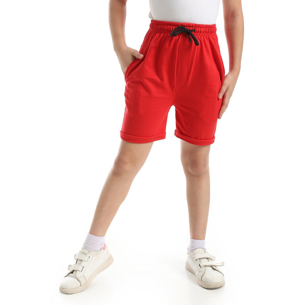 Elastic_Waist_With_Drawstrings_Shorts_-_Red