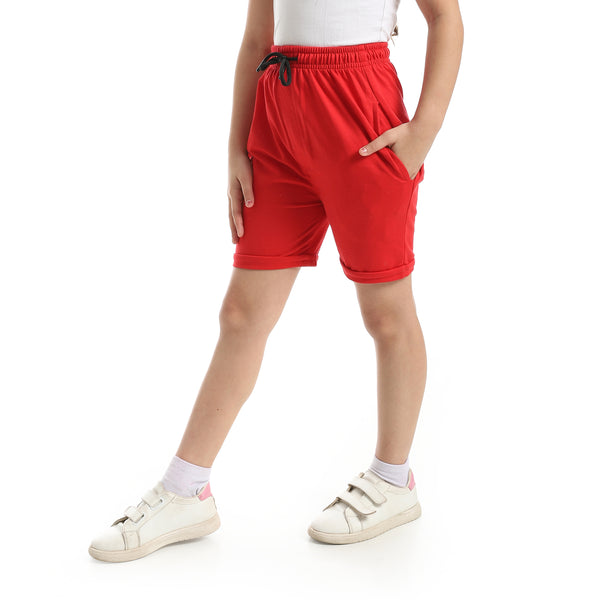 Elastic_Waist_With_Drawstrings_Shorts_-_Red