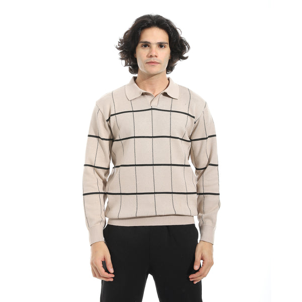 Turned_Down_Stripped_Sweater_-_Beige_&_Black