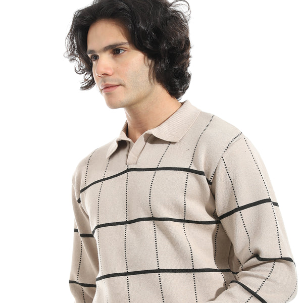 Turned_Down_Stripped_Sweater_-_Beige_&_Black