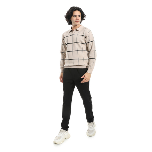 Turned_Down_Stripped_Sweater_-_Beige_&_Black