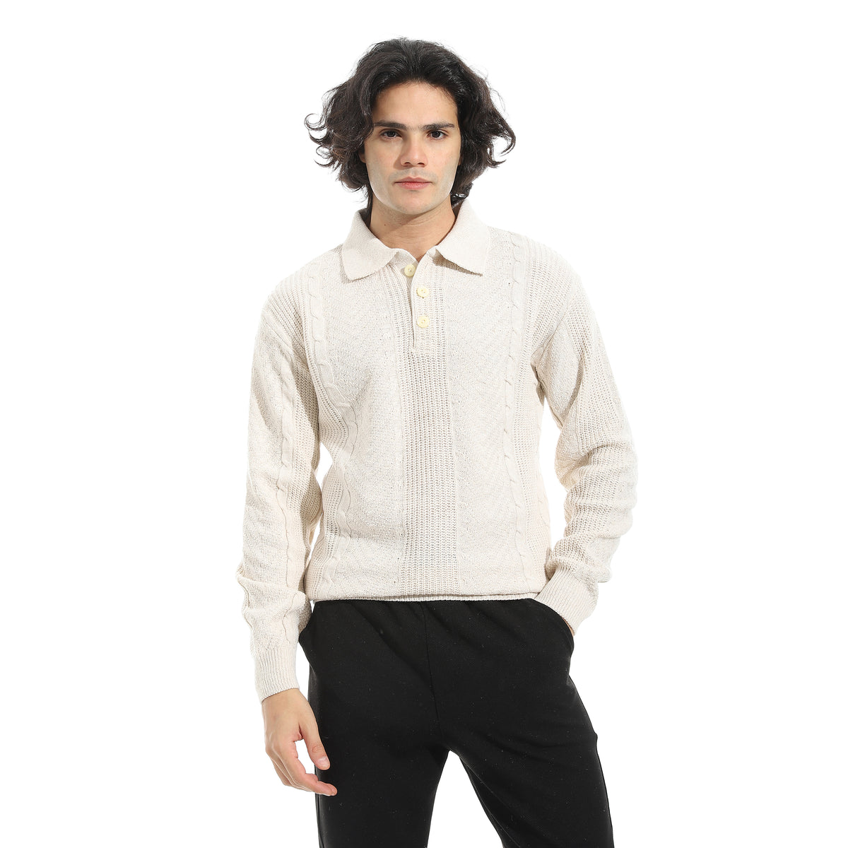 Turned_Down_Plain_Self_Pattern_Sweater_-_Beige