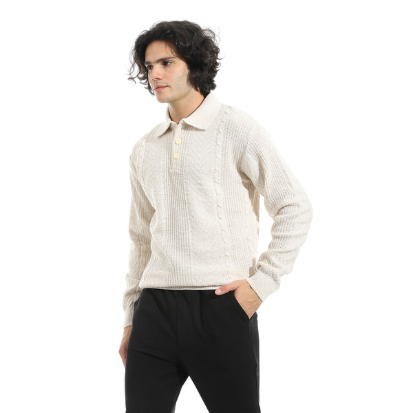 Turned_Down_Plain_Self_Pattern_Sweater_-_Beige
