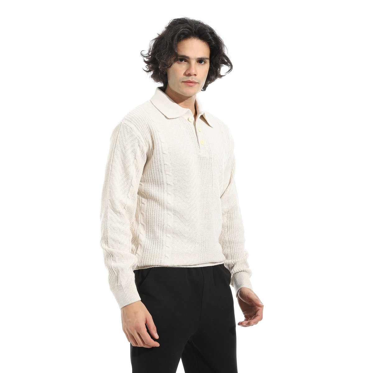 Turned_Down_Plain_Self_Pattern_Sweater_-_Beige